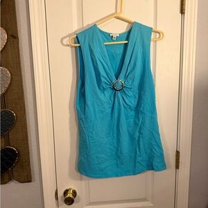 Nine West Turquoise Sleeveless Blouse with Ring Detail
